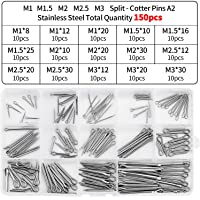 150 Piezas Pasadores Partidos Pasador Chaveta Partida de Acero Inoxidable M1 M1.5 M2 M2.5 M3 Pin de Chaveta pernos de…